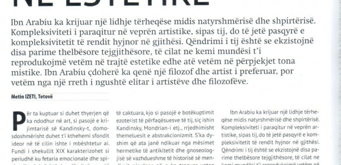 METIN IZETI: SAKRIFIKIMI I FORMËS NË ESTETIKË: IBN ARABIUT DHE KANDINSKY